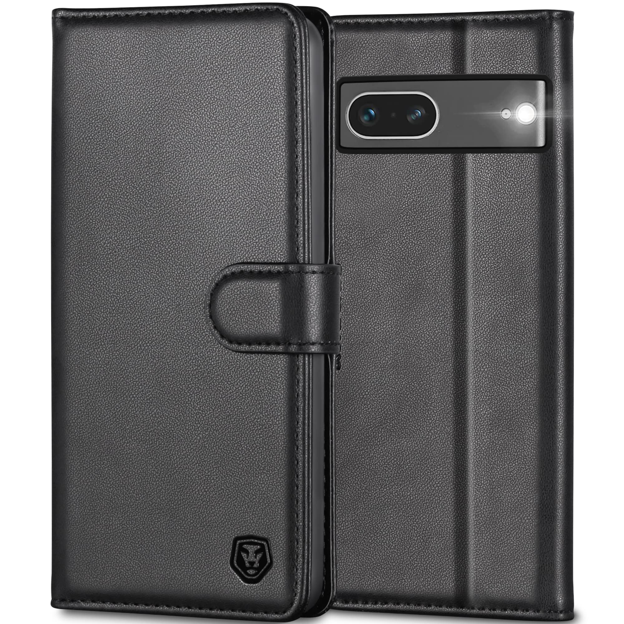 Kuafcase for Google Pixel 7 Case, Wallet Leather Flip Case with 4 Card Slots Magnetic Closure Kickstand Shockproof Protective Phone Case for Google Pixel 7 - Black — image 1