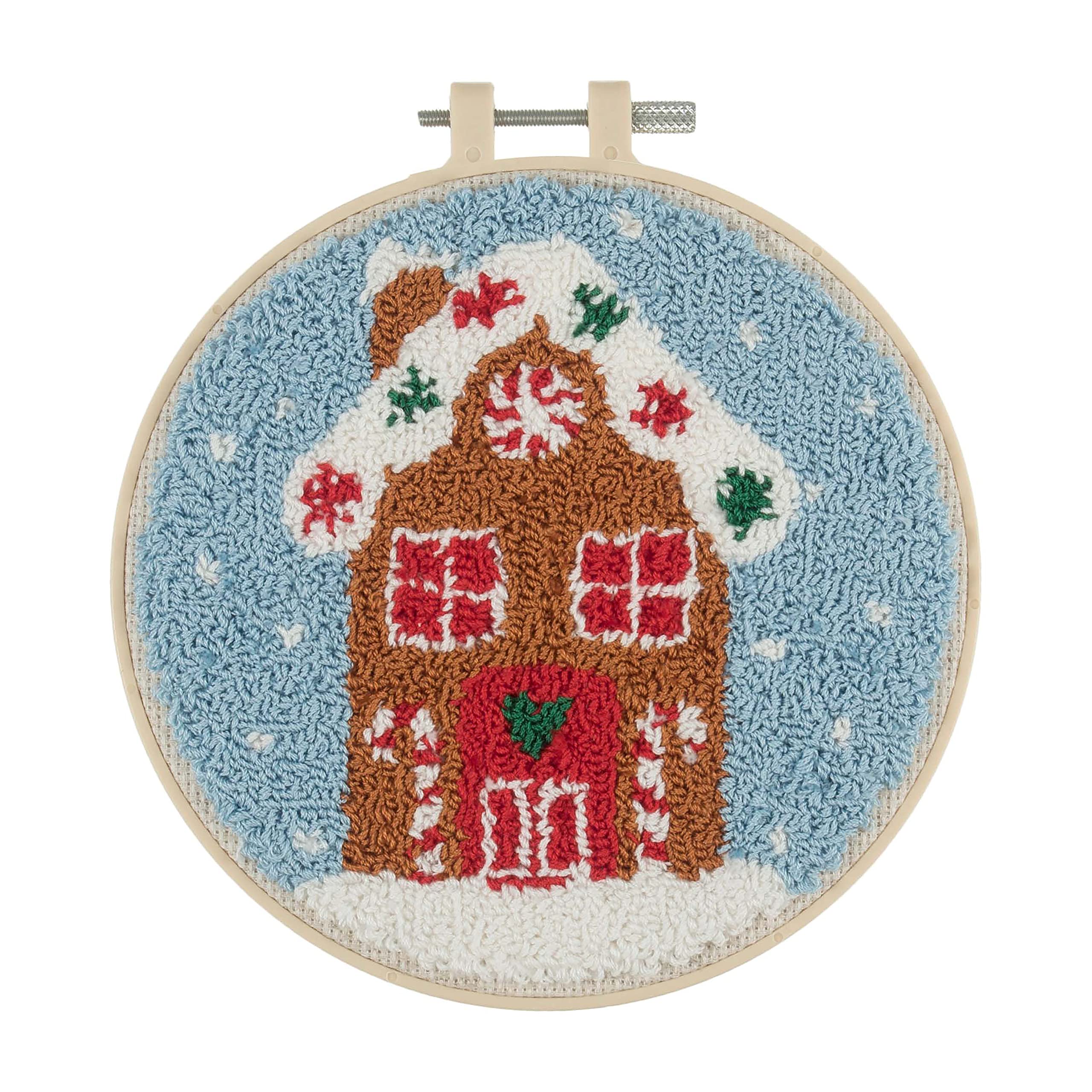 Trimits Embroidery Punch Needle Hoop Kits, 15.2cm 6”, Gingerbread House — image 1