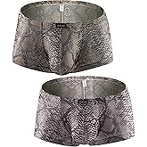 iKingsky Men's Snake Skin Pattern Boxer Briefs Breathable Bulge Shorts Underwear Sexy Low Rise Trunk Under Panties