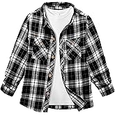 Boys Plaid Flannel Shirts Long Sleeve Casual Button Down Shirts Collared Fall Clothes