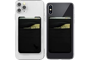 Gecko Travel Tech Double Pocket - Adhesive Card Holder - Cell Phone Pouch - Stick on Spandex Pocket - Carry Credit Cards and Cash (2 Pack - Black Combo)