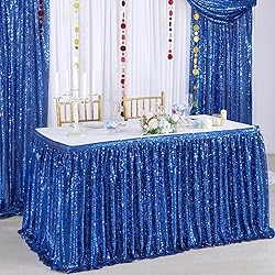 9ft Royal Blue Table Skirts for rectangle Sequin