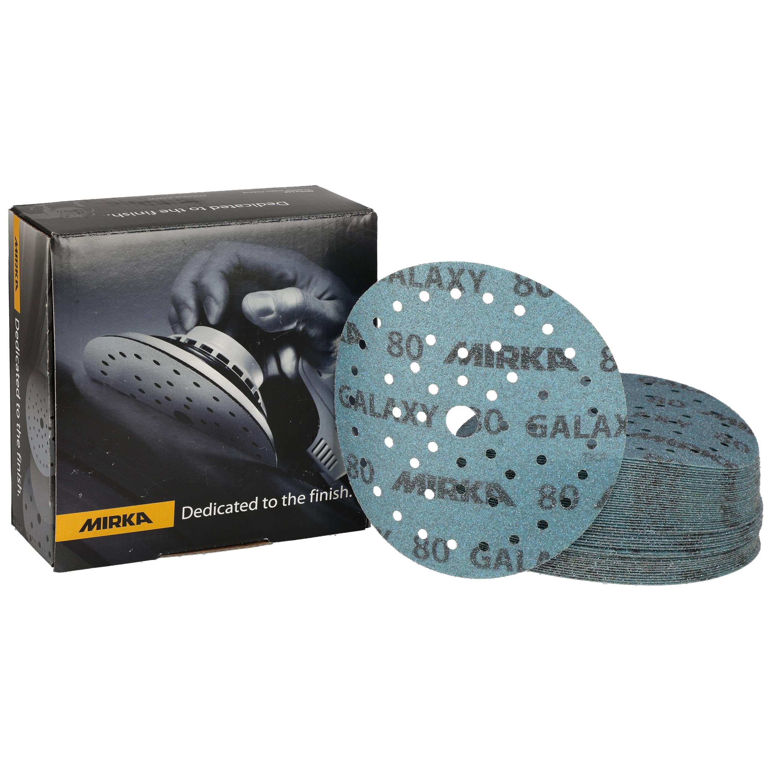 Mirka Galaxy epoxy sandpaper 150mm Hook & Loop grit 80 for sanding epoxy resin, wood, epoxy, rivertable / 50 pcs sanding discs — image 1