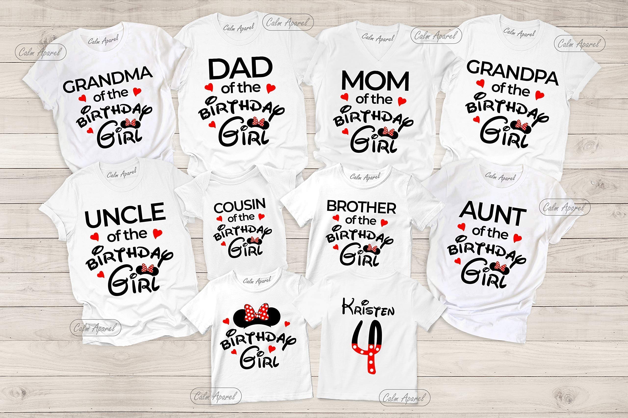 Birthday Girl Family Matching Shirts Mickey Minnie Mouse Birthday