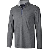 FT FENTENG Quarter Zip Golf Pullover Men Dry Fit Long Sleeve Moisture Wicking Mock Neck 1/4 Zip Pullover Mens Sweatshirts