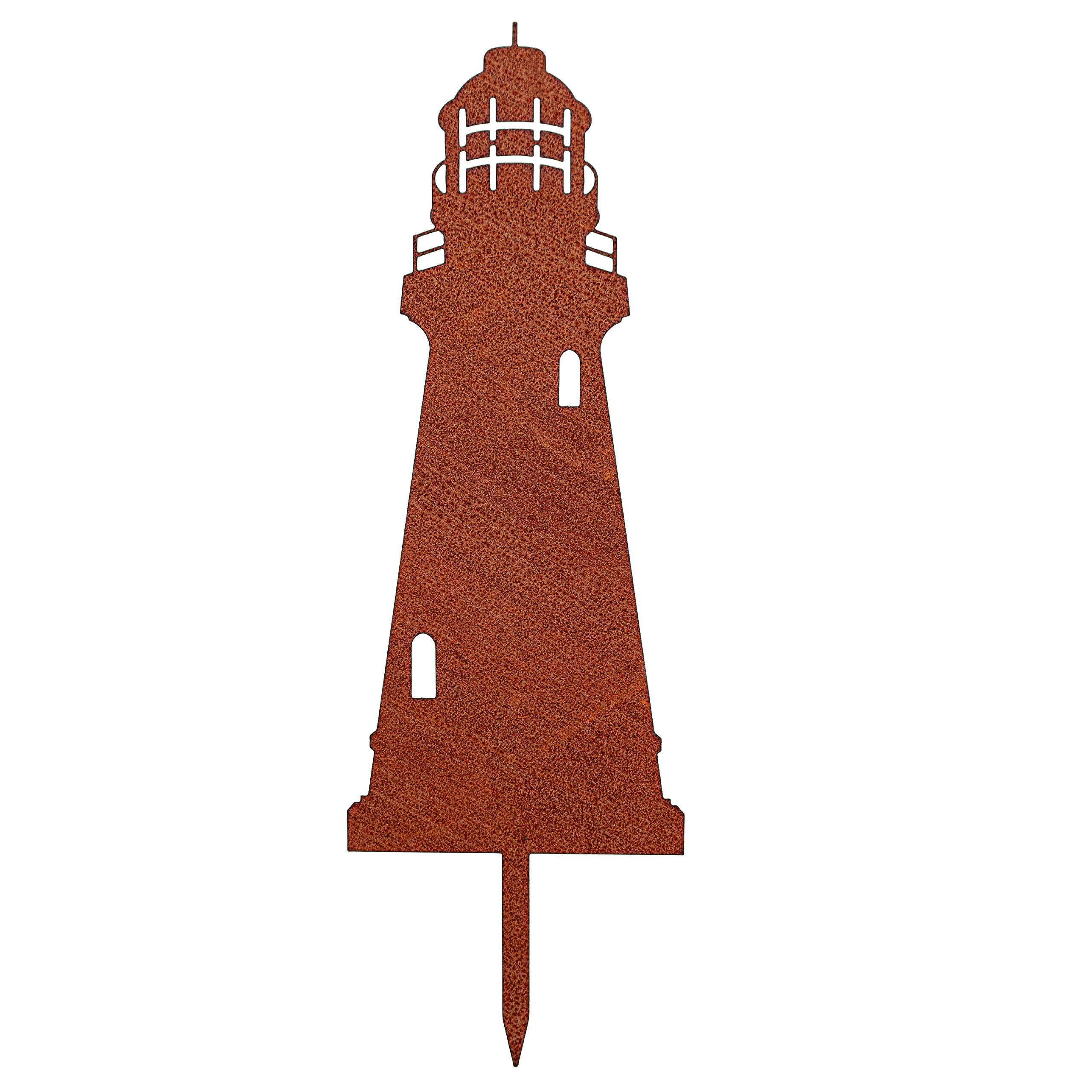 MM Steel Styles Patina Lighthouse Garden Stake, Easy Plug-In Rust Decoration, Made of High-Quality Corten Steel for Garden, Patio, Garden Decoration, Rust