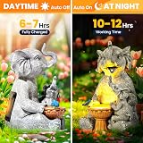 GIGALUMI Solar Garden Elephant Statue Mother Baby Figurine Lights Outdoor Decor view 4