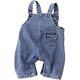 Twinklesweetie Baby Boys Girls Denim Romper Overalls Pants, Suspender Jeans Jumpsuit with Snaps Infant Spring Fall Outfit