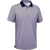 Alimens & Gentle Golf Polo Shirts for Men Short Sleeve Print Dry Fit Moisture Wicking Stretch Collared Business Casual Shirt