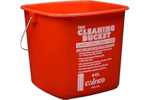 Winco Cleaning Bucket, 6-Quart, Red Sanitizing Solution