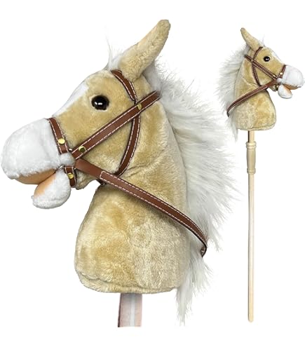 Cheval En Peluche à Bascule Avec Effets Sonores - 39 Pouces (environ 100 Cm) - Poteau En Bois - Pour Enfant - Idéal Jeu Imaginatif