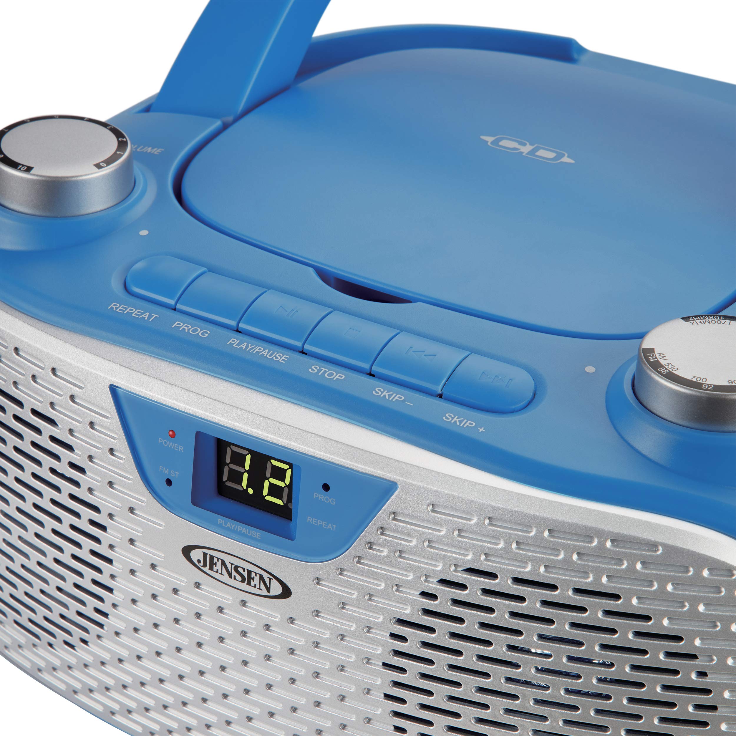 JENSEN CD-485-BL CD-485 1-Watt Portable Stereo CD Player with AM/FM Radio (Blue)