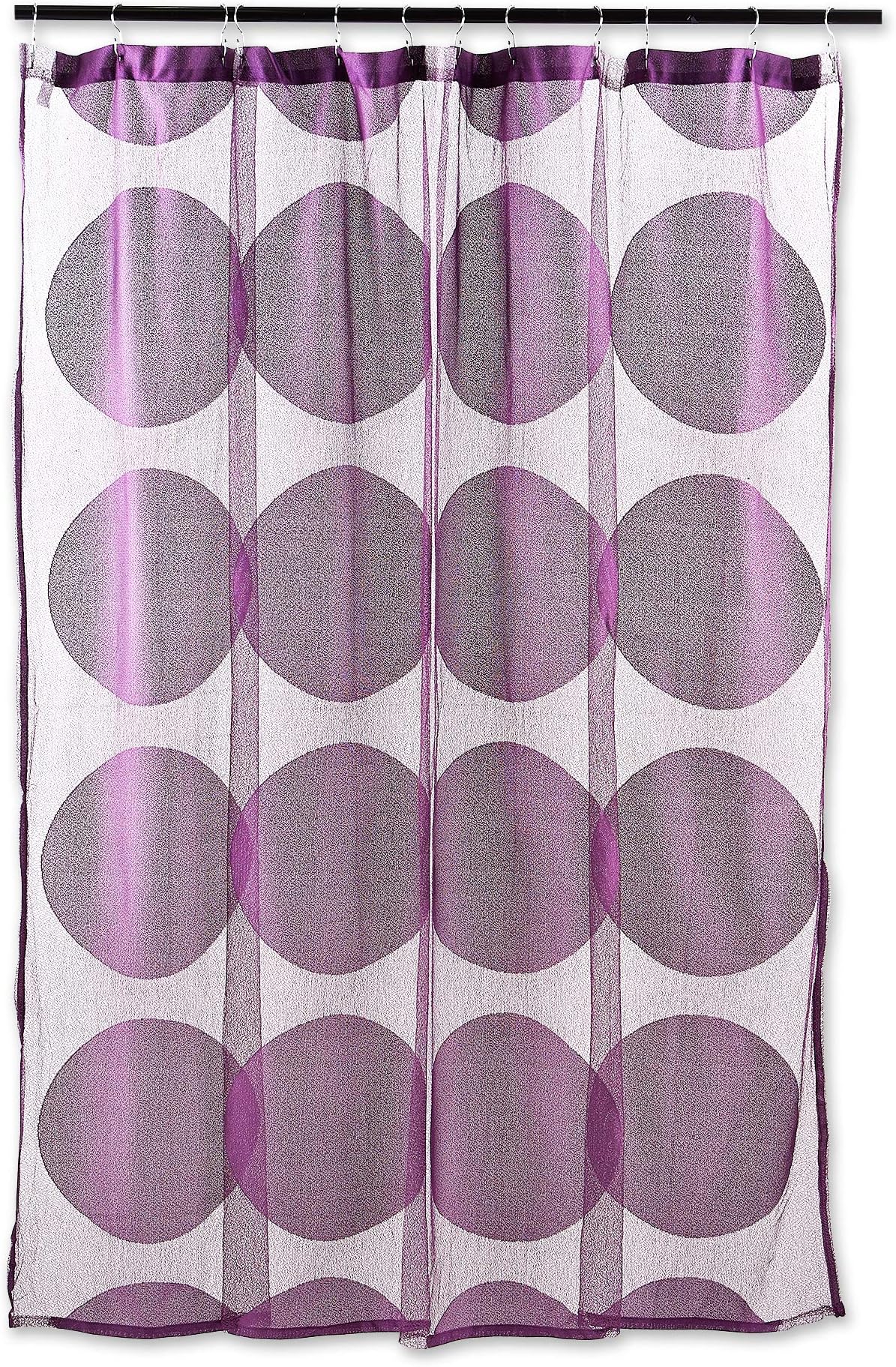 DII Oceanique Elegant, Modern Circle Lace Design, Water & Wrinkle Resistant, 100% Polyester, Machine Washable Shower Curtain, 72x72", Eggplant