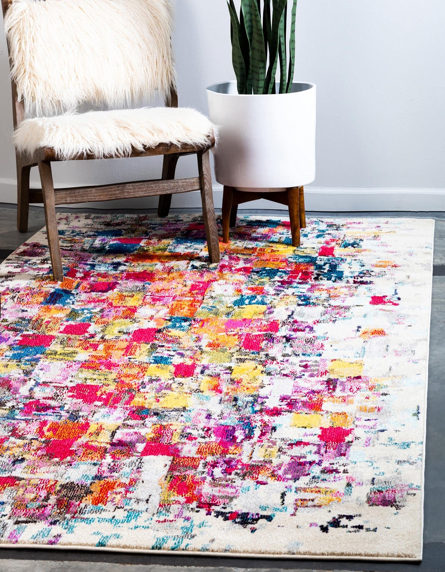 Unique Loom Jardin Collection Colorful Abstract Area Rug 5 x 8 Feet  | amzdealz