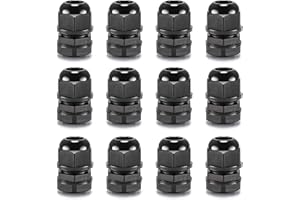 QILIPSU 12pcs 3/8" NPT Cable Gland Waterproof IP68 Nylon Cable Pass Through Cord Grip Connector Strain Relief Wire Grommet