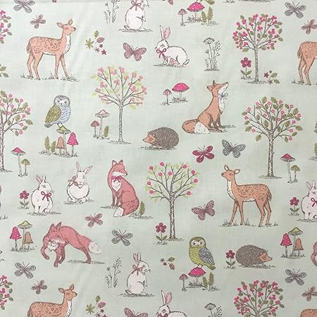 Animal Duck Egg 100 Lifestyle Cotton Print Woodlands Collection