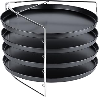 Grizzly Pizza Backset 5-teilig feststellbare Standhalterung 4 Rundbleche Ø 28 cm gleichzeitig Pizzen Backen und genießen Pizzableche einzeln Herausnehmbar