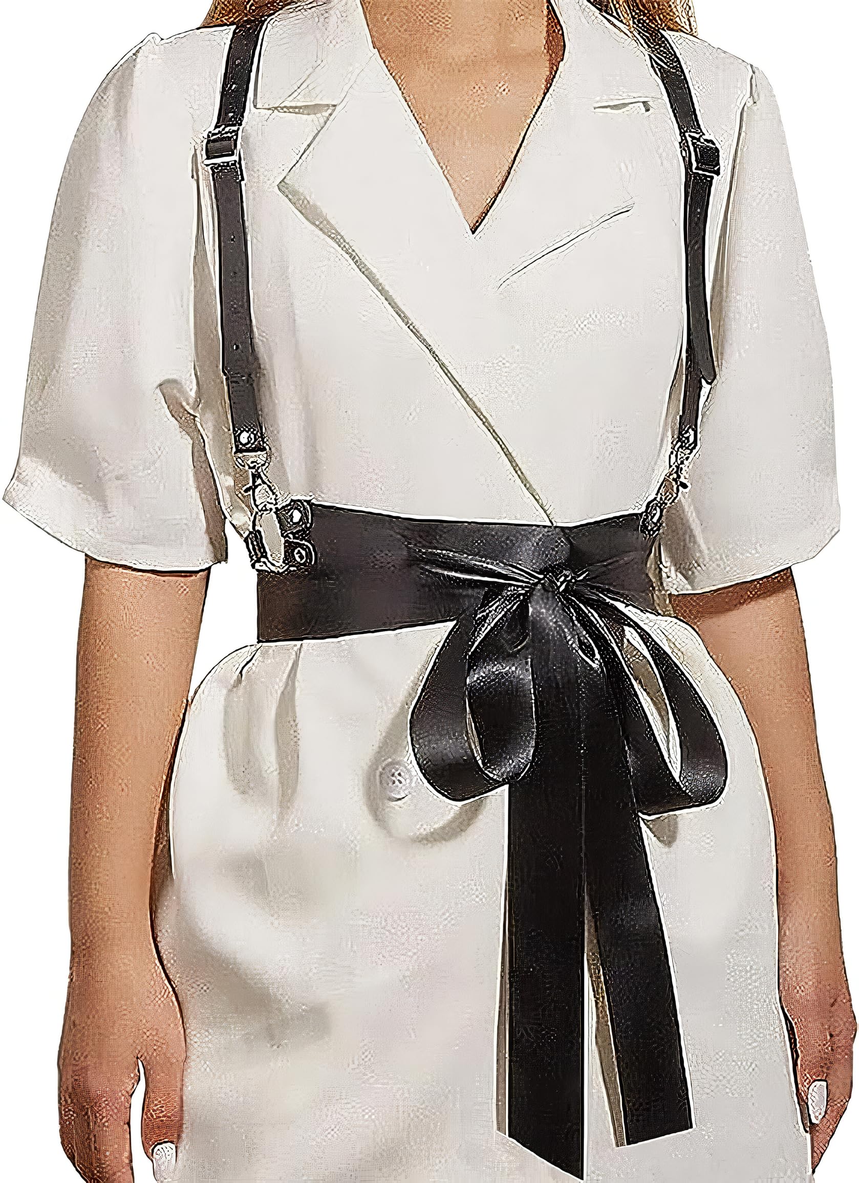 Women's Trendy Punk Waist Belt PU Leather Harness Adjustable Gothic Clothing Women's Bondage Harnesses for Cosplay Rave Outfit Halloween Costume