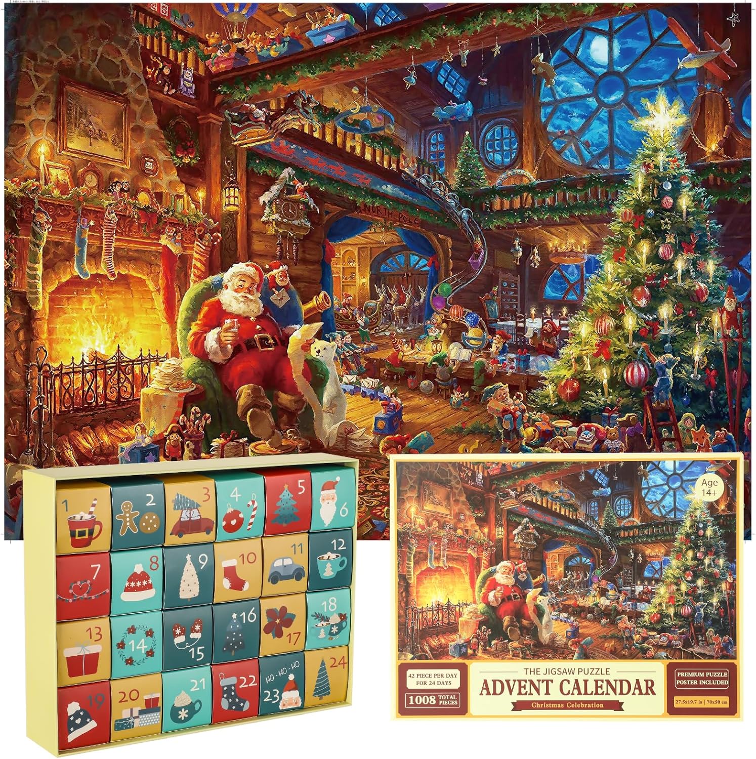 Advent Calendars - Advent Calendar 2023 Christmas Jigsaw Puzzles for Kids Adults, 24 Days 1008 Pieces Christmas Countdown Puzzles, Festive Fireplace Christmas Celebration Puzzles, Great Stocking Stuffer Xmas Gifts Idea Home Decor