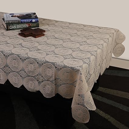 STITCHNEST Net Fabric Table Cover - Beige, 40 X 60 Inches