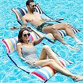 FindUWill Pool Floats Adult with Fabric Headrest, 4in1 Pool Float (Saddle, Lounge Chair, Hammock, Drifter), Inflatabale Floaties Toys for Pool Party, Poolside Party, Beach Vacation