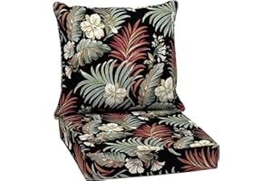 ARDEN SELECTIONS Arden Outdoor Deep Seat Cushion Set, 24 in x 24 in, Weather-Proof, Rain-Proof, Fade Resistant Patio Cushion for Chair, Sofa, and Couch Simone Black Tropical