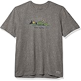 Life is Good. Mens Crusher Tee Lake My Day, Heather Gray