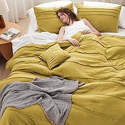 Bedsure Yellow California King Comforter Set - 4