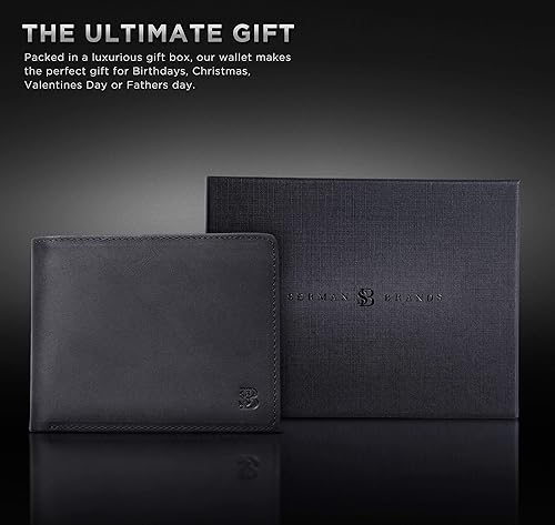 SERMAN BRANDS ID Window Wallet for Men RFID Blocking Leather