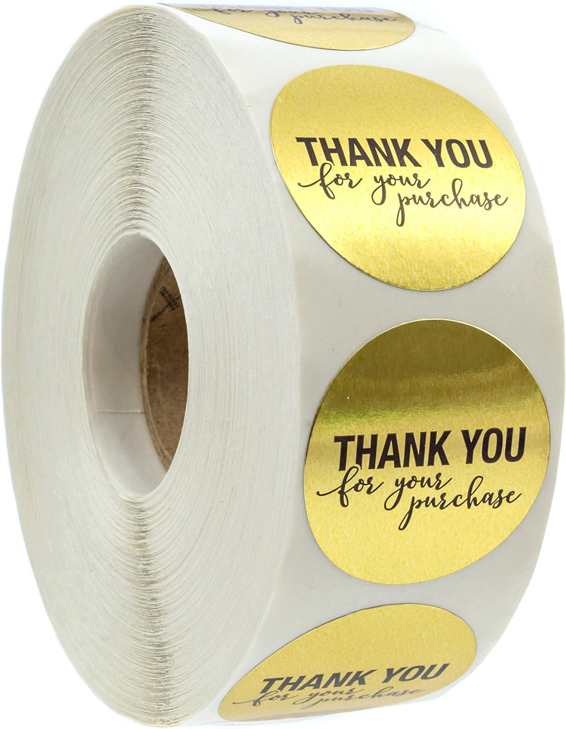 1.25" Round Gold Foil Thank You for Your Purchase Stickers / 1000 Labels per Roll