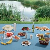 VonShef Picnic Blanket Blue Herringbone Large 220x200cm Waterproof Backing view 7