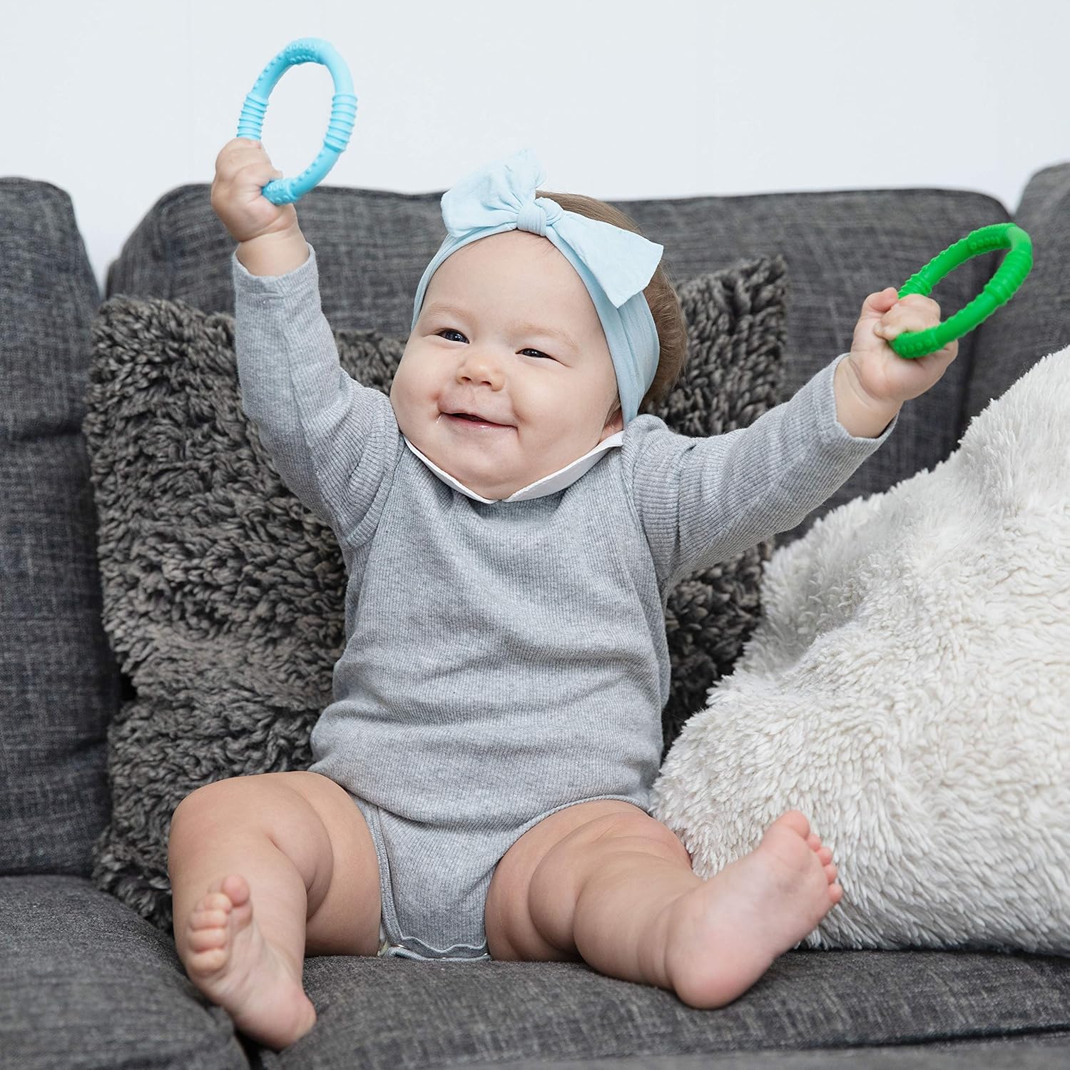 Bonbino Teether Rings - (4 Pack) Silicone Sensory Teething Rings - Soothes Baby Gum Pain! (Multicolor) : Baby