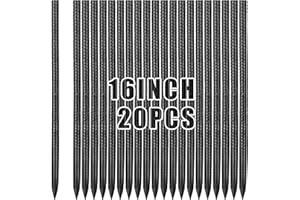 20Pack Rebar Stakes, 16 Inches Heavy Duty Ground Stakes, 3/8" Diameter Chisel Point End Straight Shaped Garden Stakes for Pos