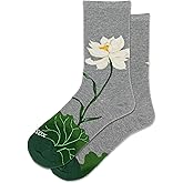 Hot Sox Women's White Lotus Crew 1 Pair Pack, Gray Heather, Women's Shoe Size: 4-10