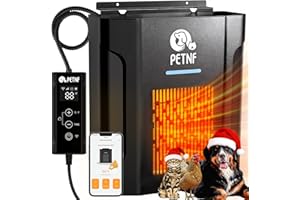 PETNF Dog House Heater – 45℉ to 113℉ Thermostat Controlled Pet House Heater with Wifi Remote App Control 300W Fast Heating Energy Saving Eco Mode Safe for Outside Dog House Winter Chicken Coop