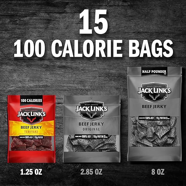 JACK LINK’S BEEF JERKY VARIETY PACK – ORIGINAL AND TERIYAKI – (9 PACK) 1.25 OZ BAG – READY TO EAT PROTEIN SNACKS – 13G PROTEIN PER SERVING – MADE WITH 100% REAL BEEF