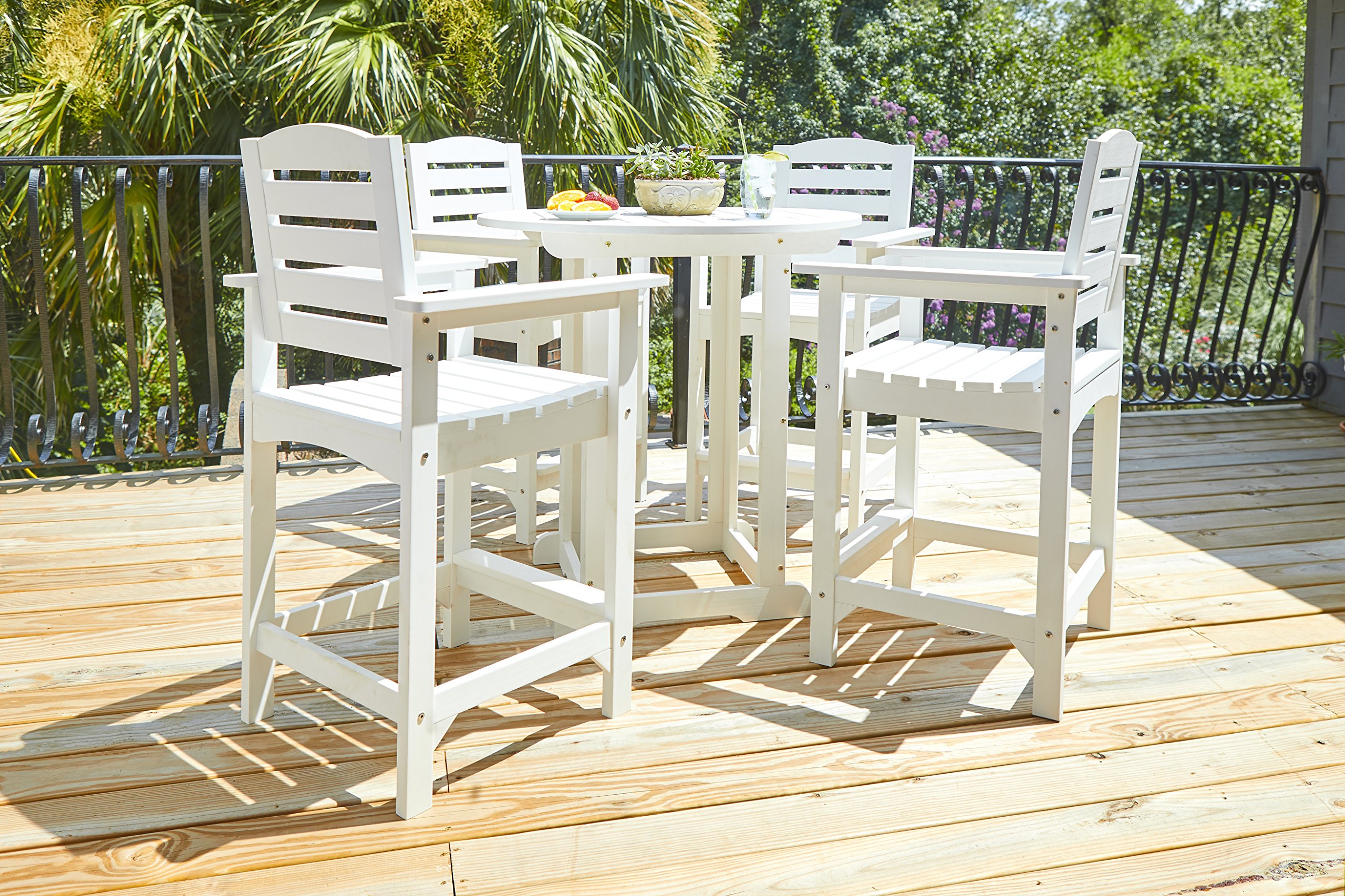 Shine Company 7678WT Sunrise Outdoor Counter Height Table, White LAVORIST