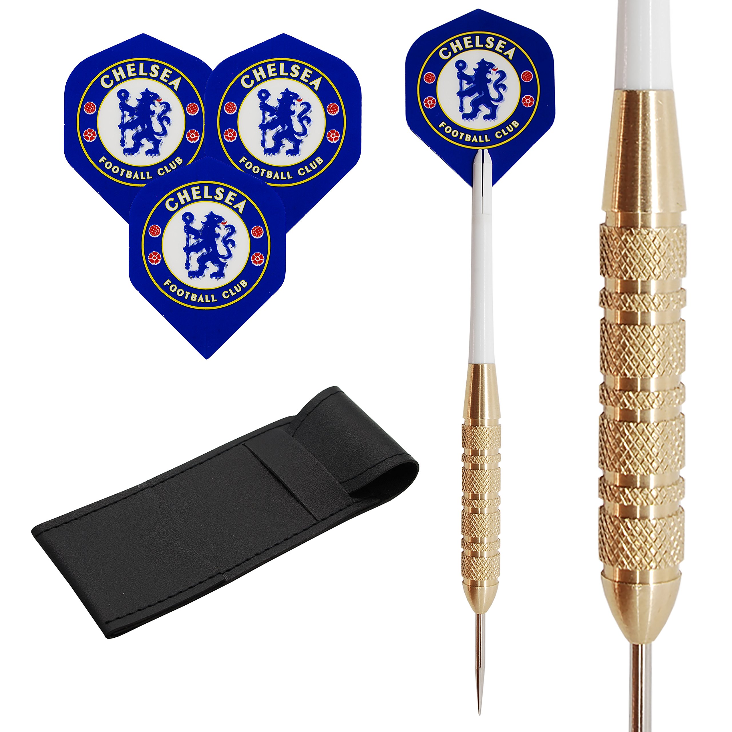 23g Chelsea Brass Darts Set, Standard Shape Flights, Stems & Case