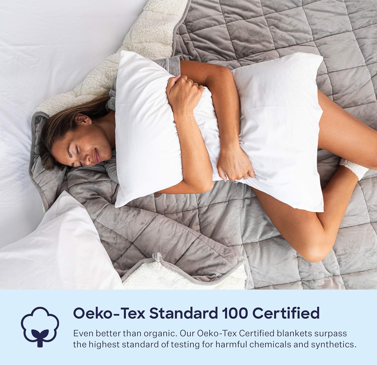 10 lbs 50x60 White LUNA Weighted Sherpa Fleece Blanket Throw Heavy