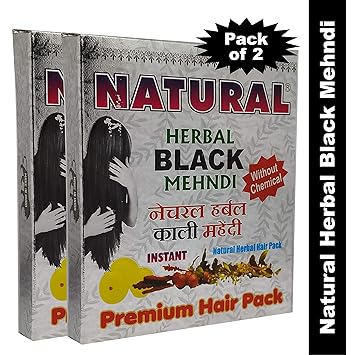 Khadi Herbal Natural Black Chemical-Free Instant Mehendi -40 g (Pack of 2)