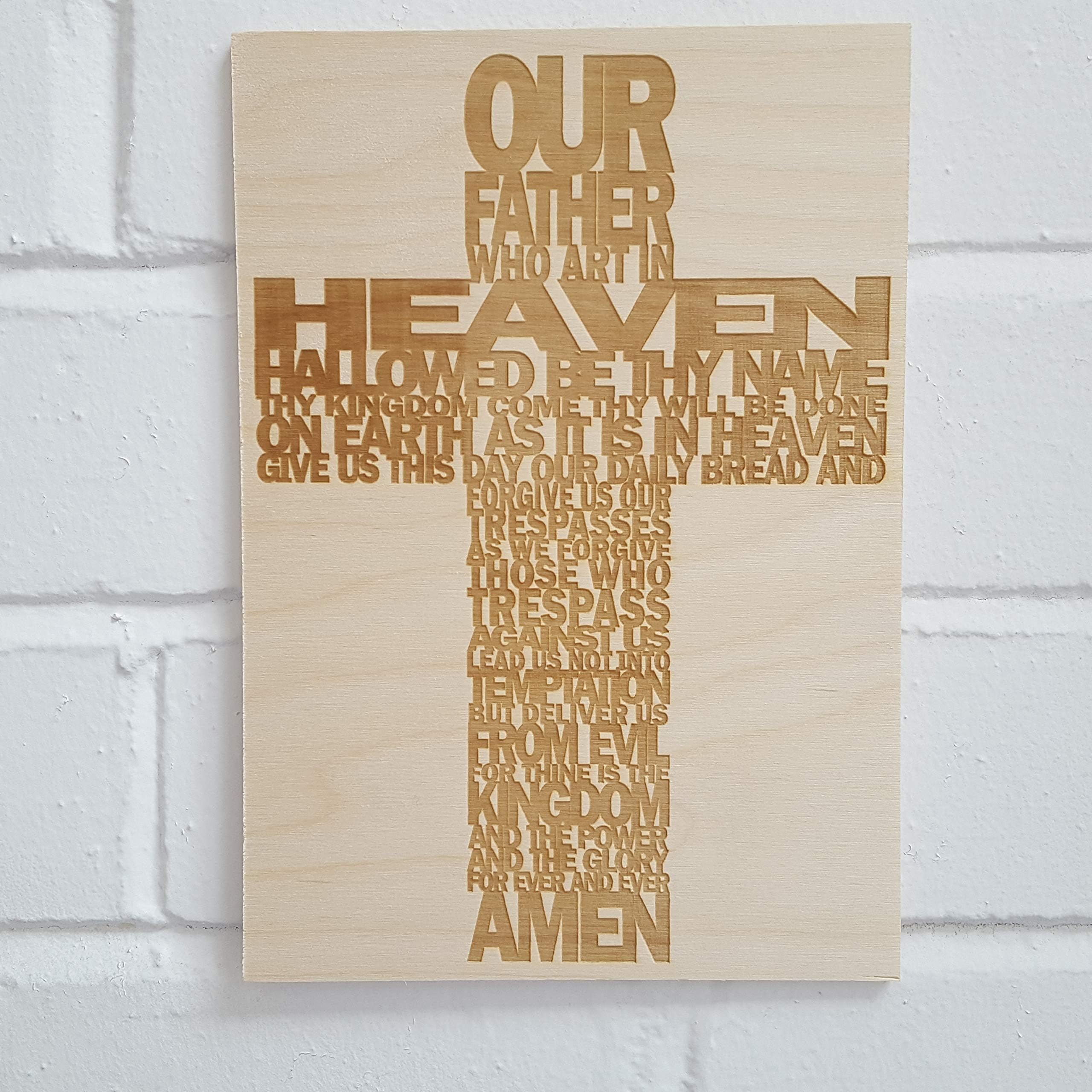 Custom Made A5 Size (14x21cm) wooden wall sign plaque - The Lords Prayer - Our Father