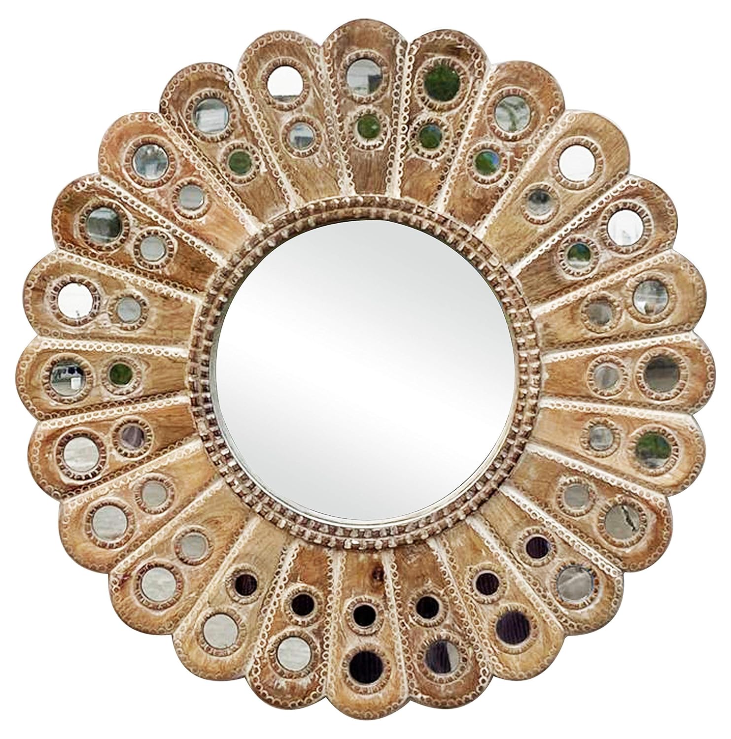 Buy INDIAN TOUCH Natural Antique Decorative Wall Mirror Hanging Mirrors
