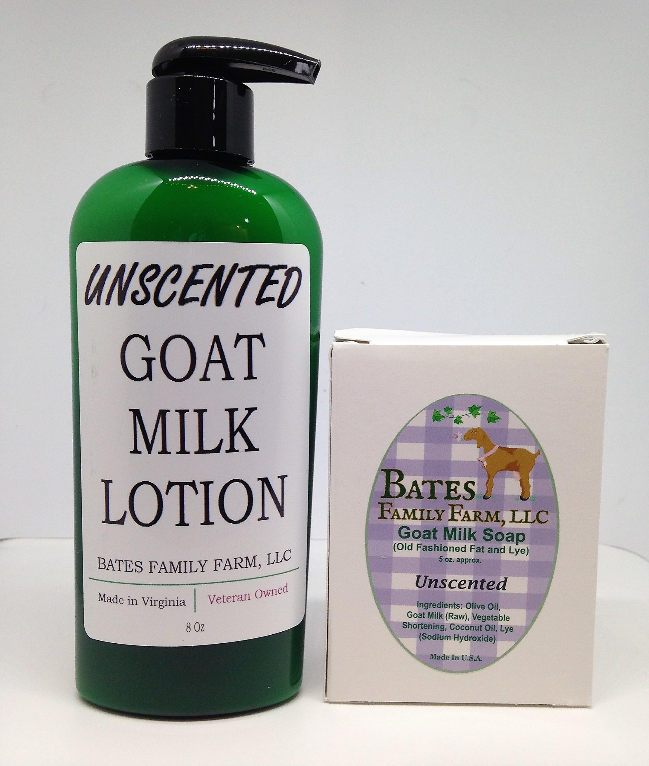 Bates Family Farm Goat Milk Lotion and Goat Milk Soap Combo Pack (Unscented)