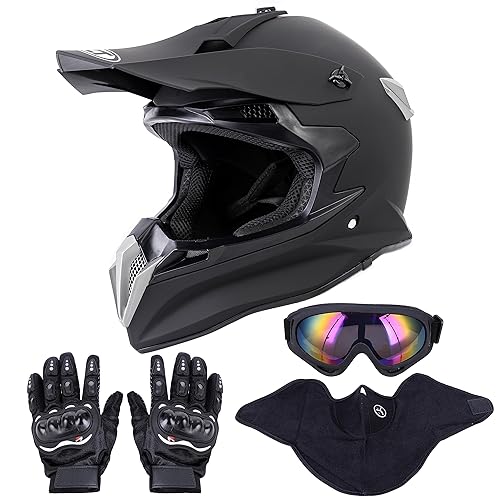 OUMURS Adult Dirt Bike Helmet with Goggles Gloves Mask
