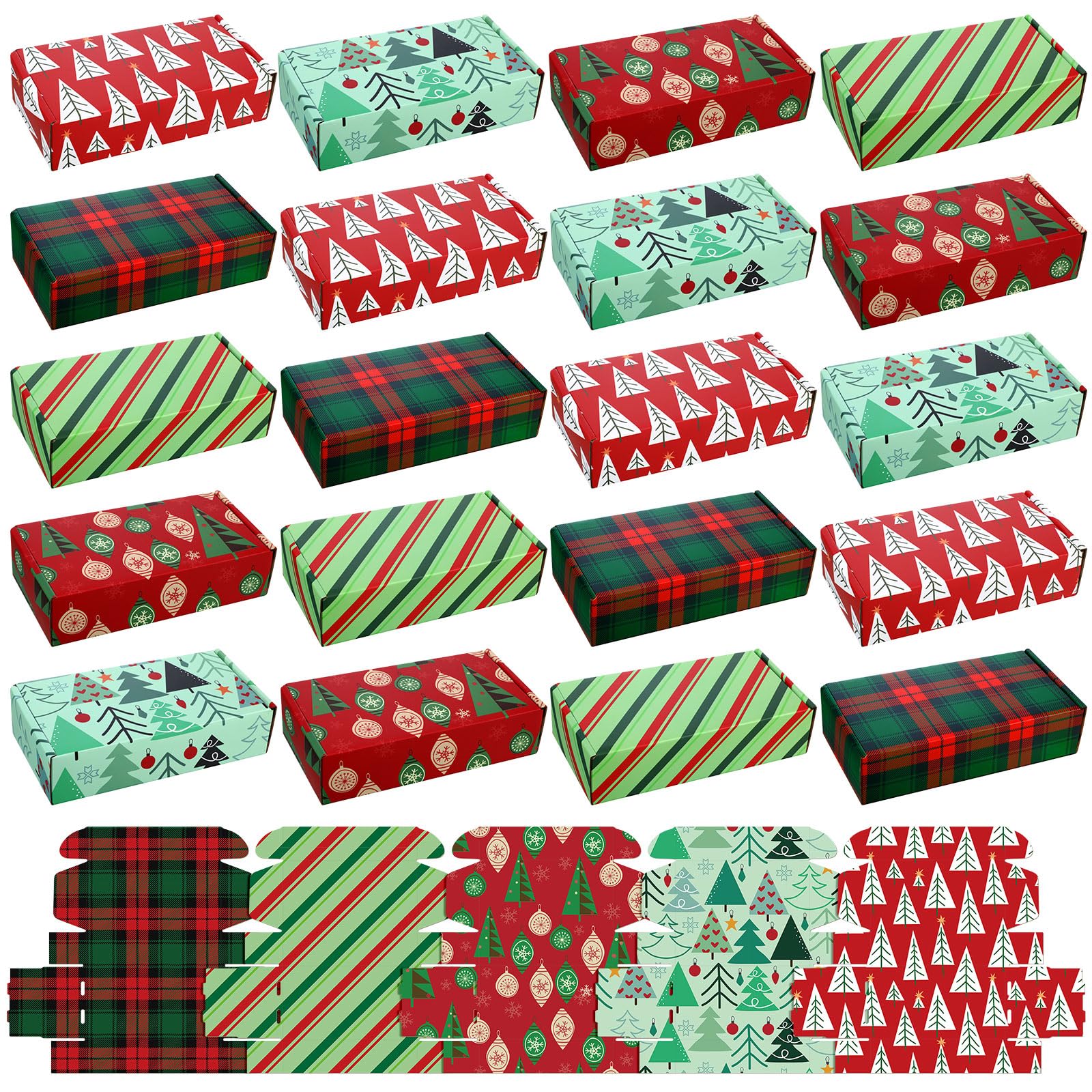 Photo 1 of Zhanmai 25 Pcs Christmas Gift Boxes Mailing Small Cases Corrugated Cardboard Boxes Holiday Shipping Cases for Small Business Gifts Shoe Packaging Supplies(4 x 8 x 2 Inch,Classic Style)