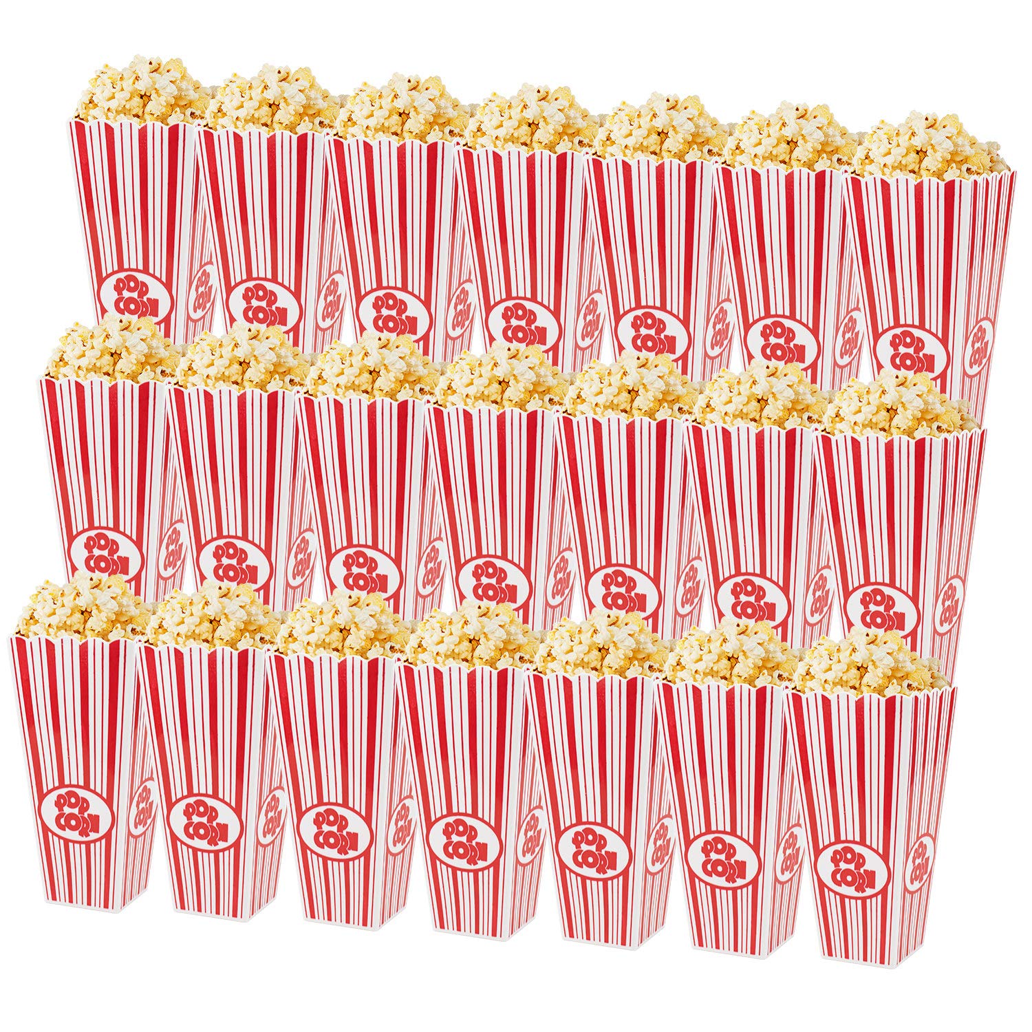 Tebery 21 Pack Plastic Open-Top Popcorn Boxes Reusable Popcorn Containers - 19.5 x 10 cm
