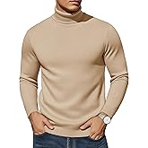 EKLENTSON Men's Turtleneck Sweaters Knitted Pullover Long Sleeve Lightweight Slim Fit Sweater Fall Winter