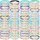 Equsion 100 Pcs Beaded Friendship Bracelets Bulk Colorful Inspirational Stretch Bracelets Y2k Preppy Adjustable Jewelry for Rainbow Princess Women Beach Party Favor Gifts(Cross)