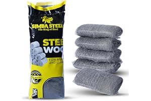 SIMBA Steel Wool Grade 0000 - Finest Grade - 16 Pads Multi-use for Cleaning, Rust Removal, Wood Buffing, Metal Finish, Furniture, Windows. 16 Pads