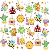 Frienda 24 Pcs Spring Diamond Painting Kits Diamond Art Keychains 5d Painting Keychains Art Gem Animal Bee Frog DIY Craft Tags Creative Ornament Gifts Hanging Spring Summer Decor for Adults